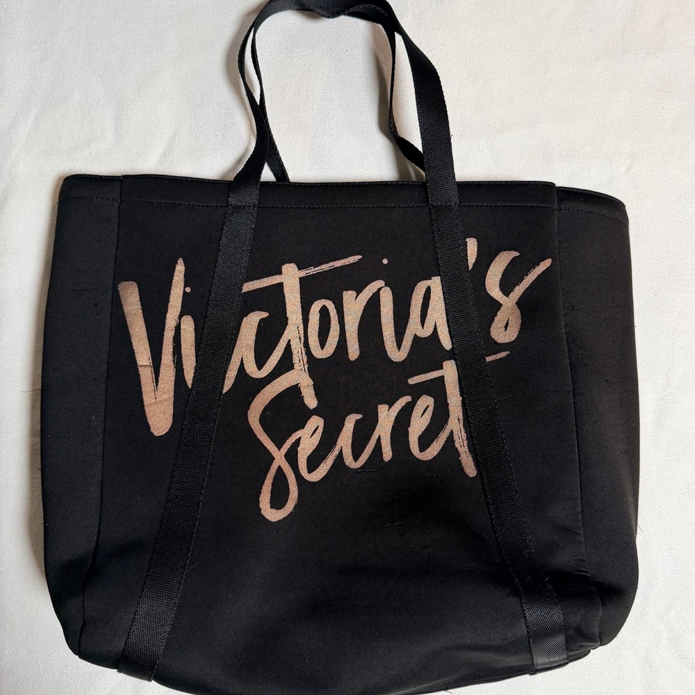 Victoria's Secret Black and Rose Gold Tote